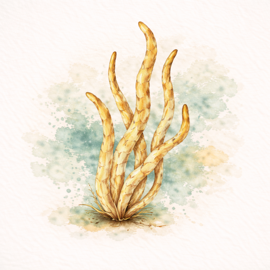 Cordyceps watercolor illustration