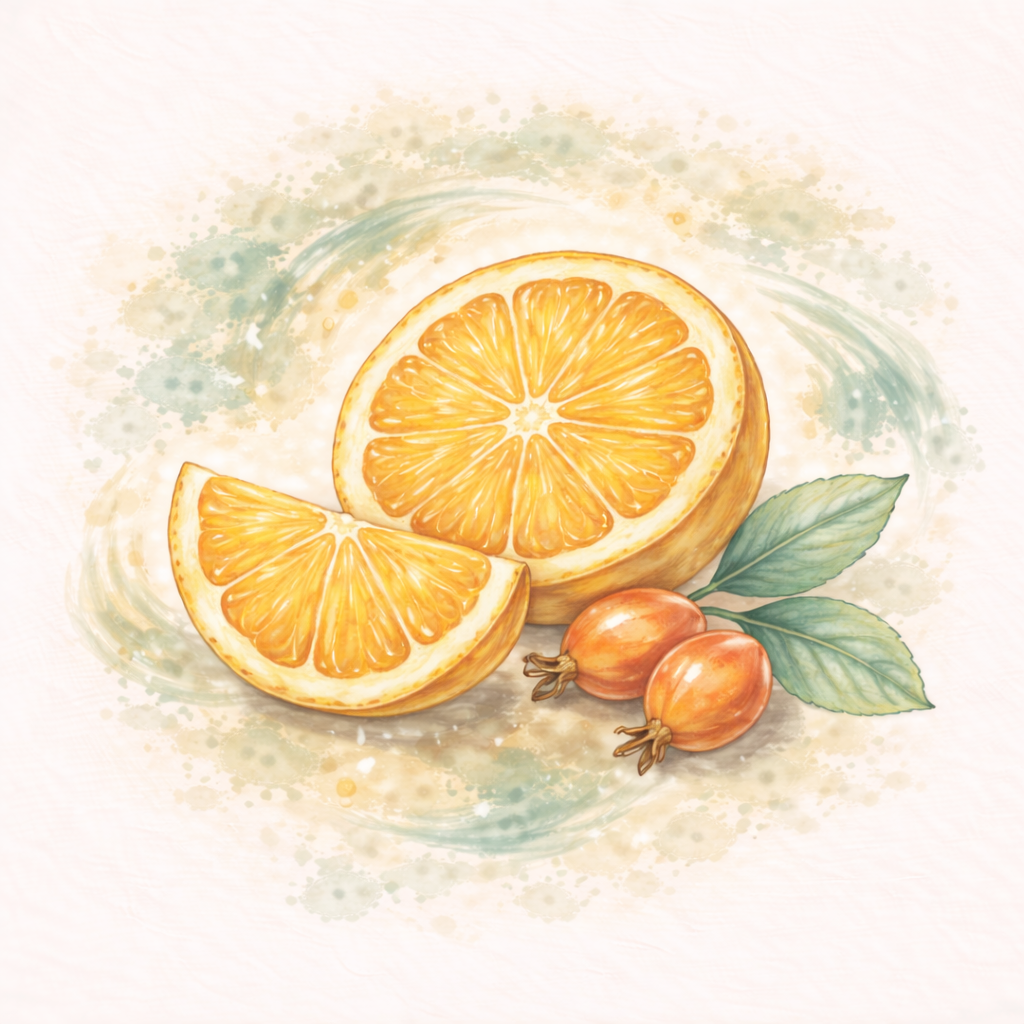 Vitamin C watercolor illustration